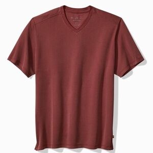 Tommy Bahama Men's Coastal Crest IslandZone Pinot Noir V-Neck Shirt EUC
